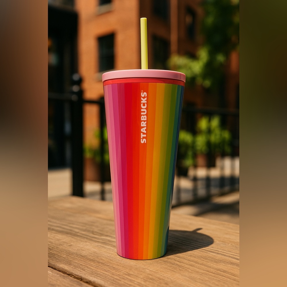 Starbucks 24oz Venti Rainbow Stripe Tumbler – Bold, Bright &‎ Reusable Cold Cup